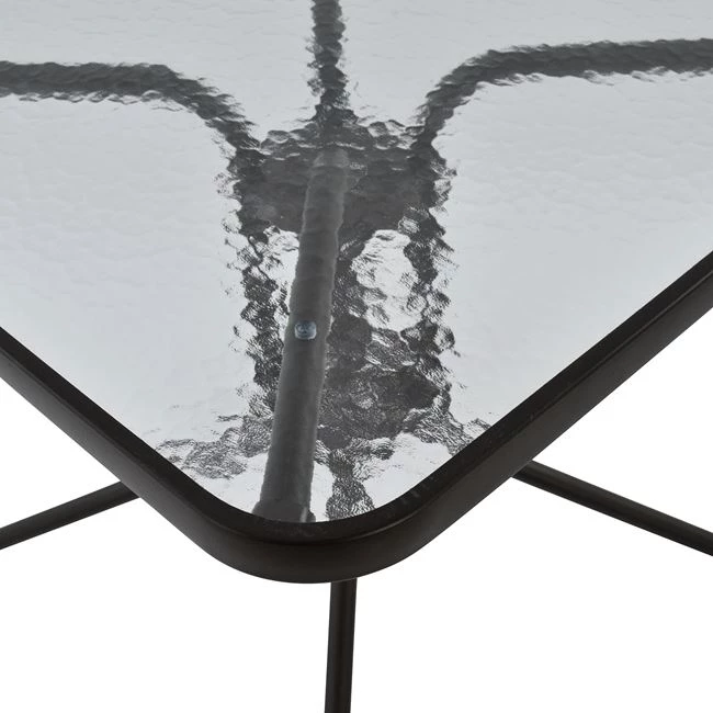 Tavolinë e jashtme katrore FIGO, ngjyrë kafe, metal-xham, 70x70x72H cm