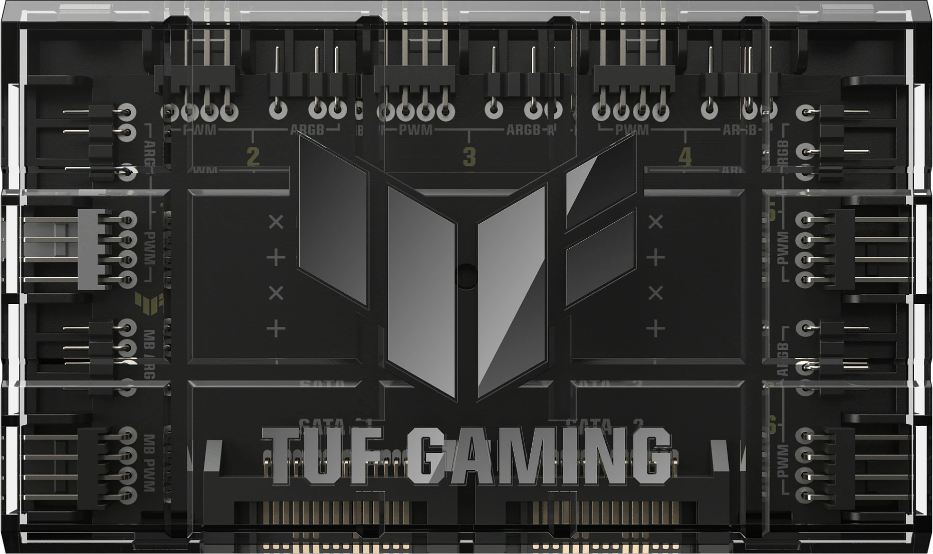 Hub ventilatorësh ASUS TUF Gaming ARGB PWM, SATA, 4-pin, i zi