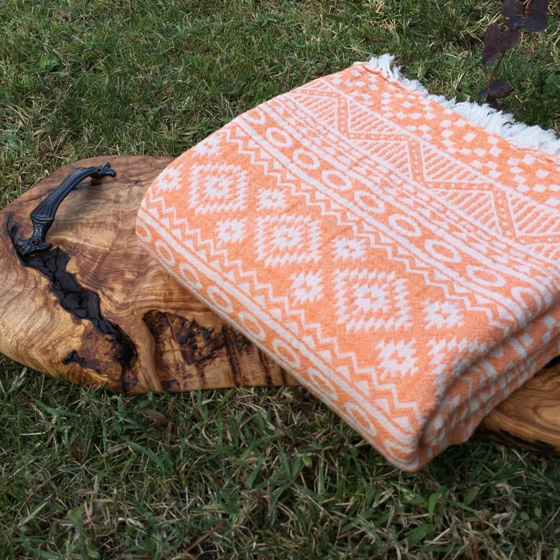Peshqir plazhi Fouta, model qilimi, portokalli, Mijolnir, 90x170cm