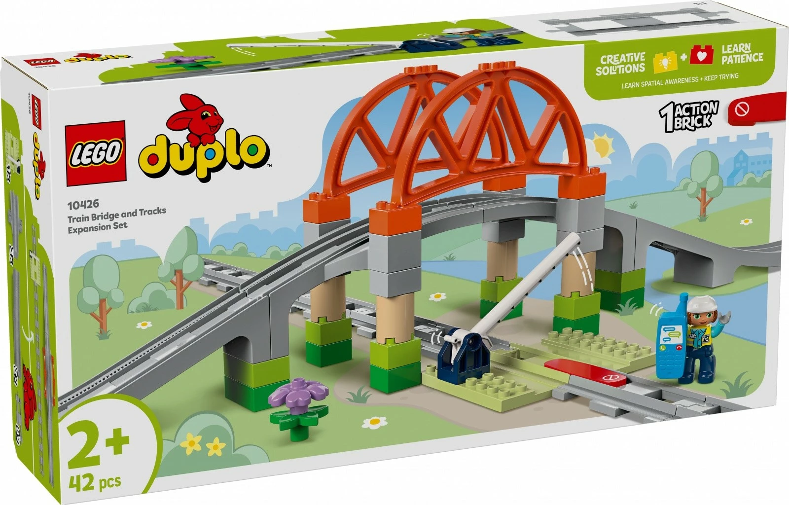 Set lodrash LEGO DUPLO Bridge and Railway Tracks 10426, 42 pjesë, plastikë