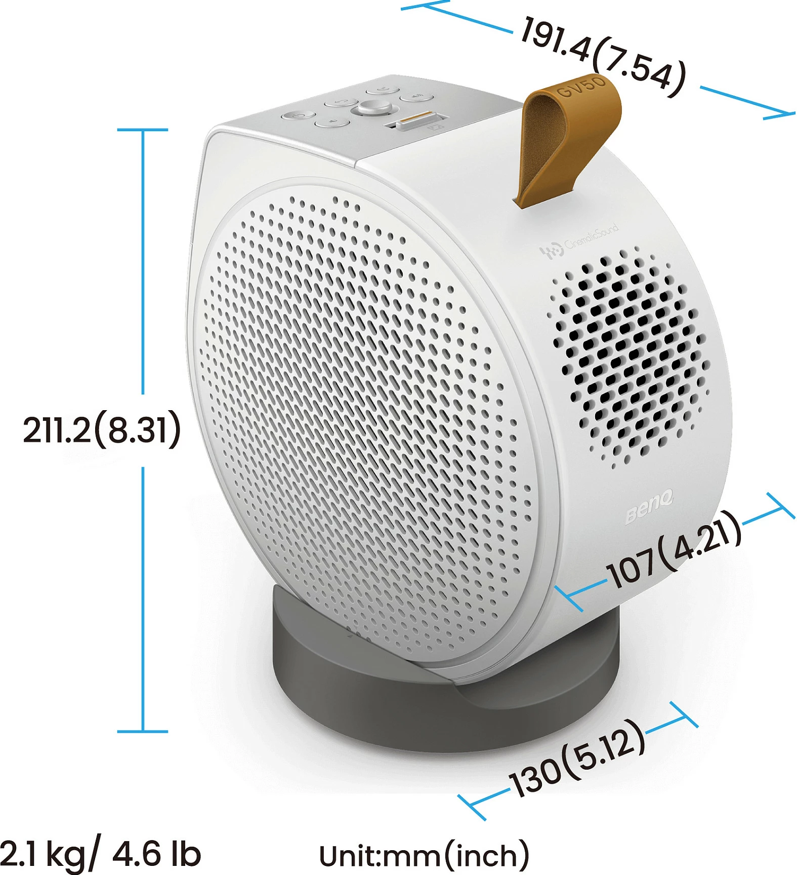 Projektor BenQ GV50, Full HD 1080p, Laser, 550 lm, Smart, i bardhë