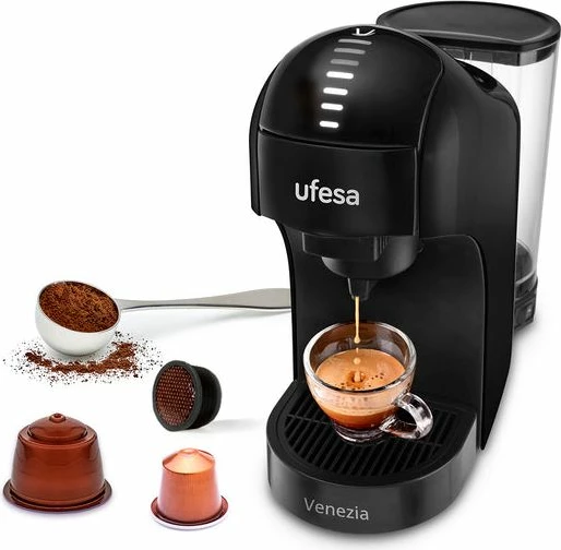 Makinë kafeje UFESA VENEZIA OPT-X 1400W, 15 bar, rezervuar 1L, touchscreen 7 nivele, multi-kapsula, e bardhë