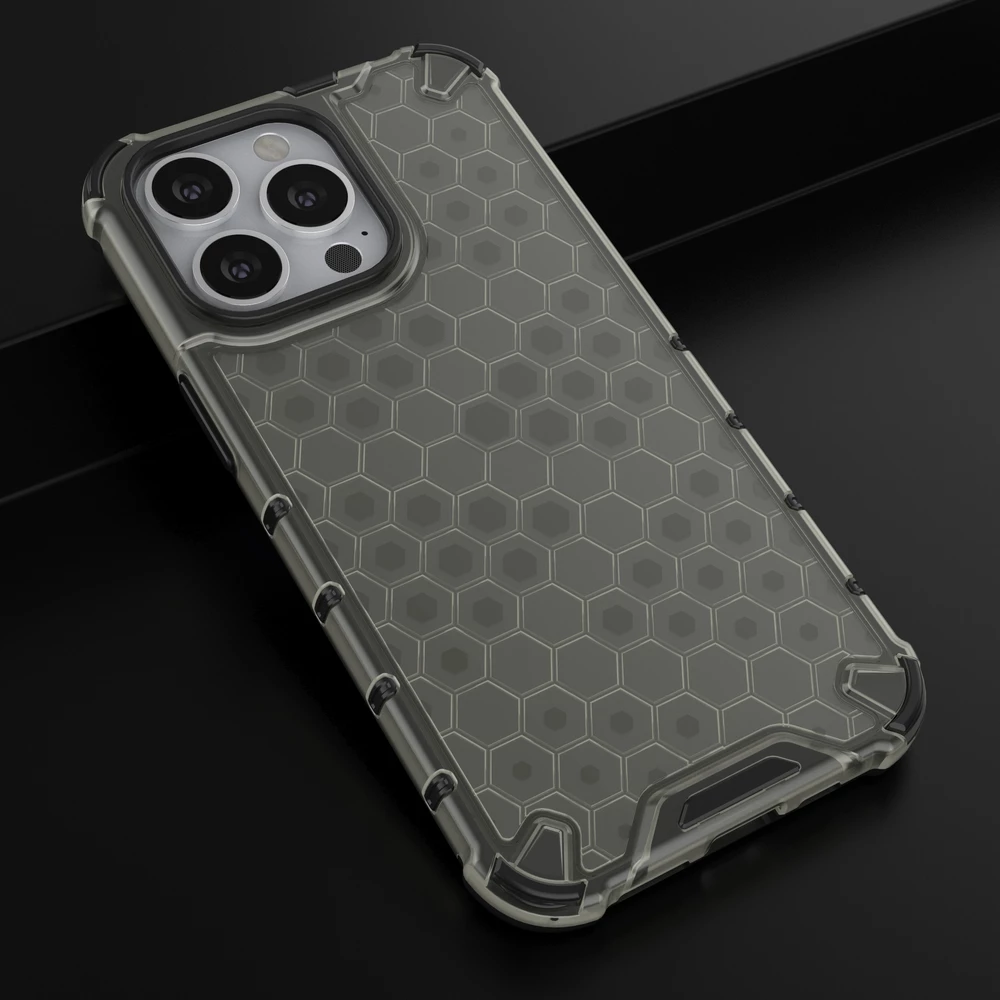 Mbështjellës Hurtel Honeycomb Case për iPhone 13 Pro, i zi