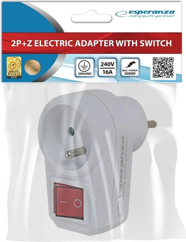 Shpërndarës elektrik Esperanza ELK301W me çelës, 1 prizë, E, Bardhë