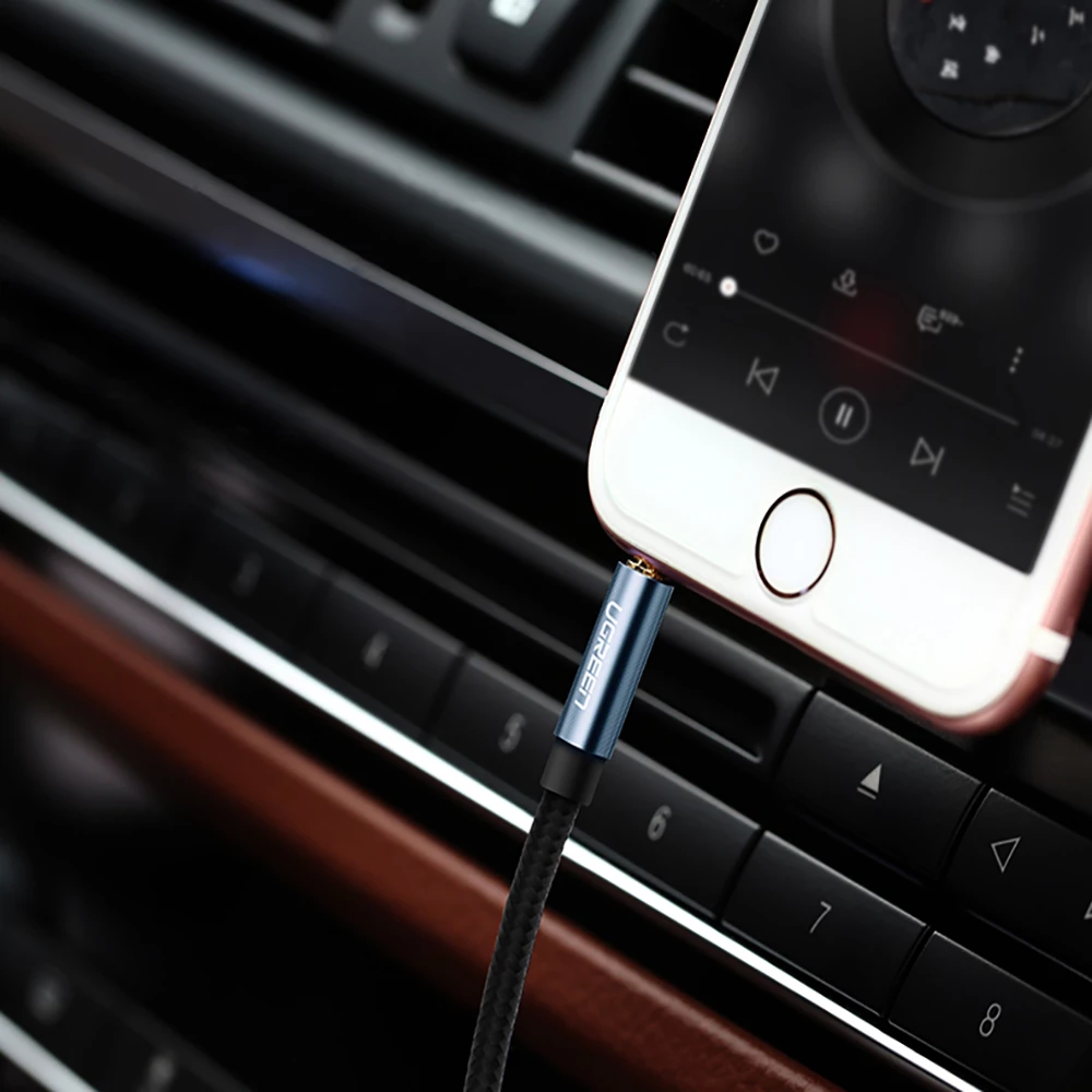 Kabllo audio AUX Ugreen AV112, 0.5m, mini jack 3.5mm, këndore, Blu