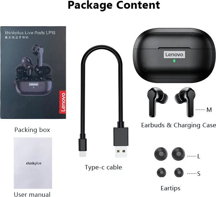 Dëgjuese Lenovo LivePods LP1S, të zeza