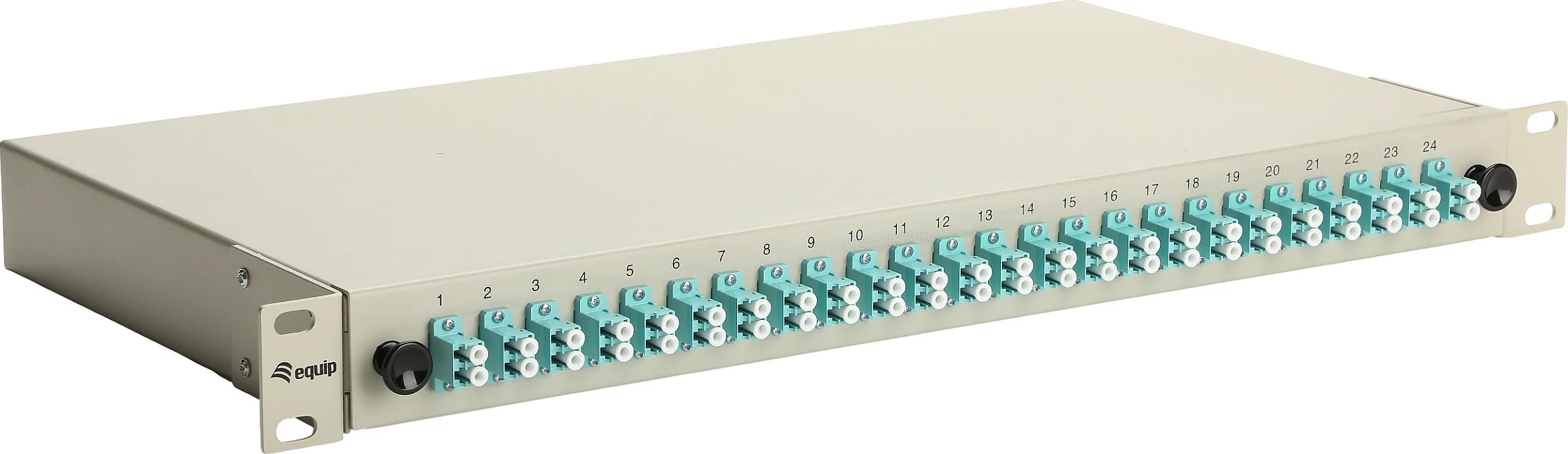 Kuti splice fiber optike Equip 337213, 24-Port, LC Duplex, OM3, 1U Rack, e hirtë