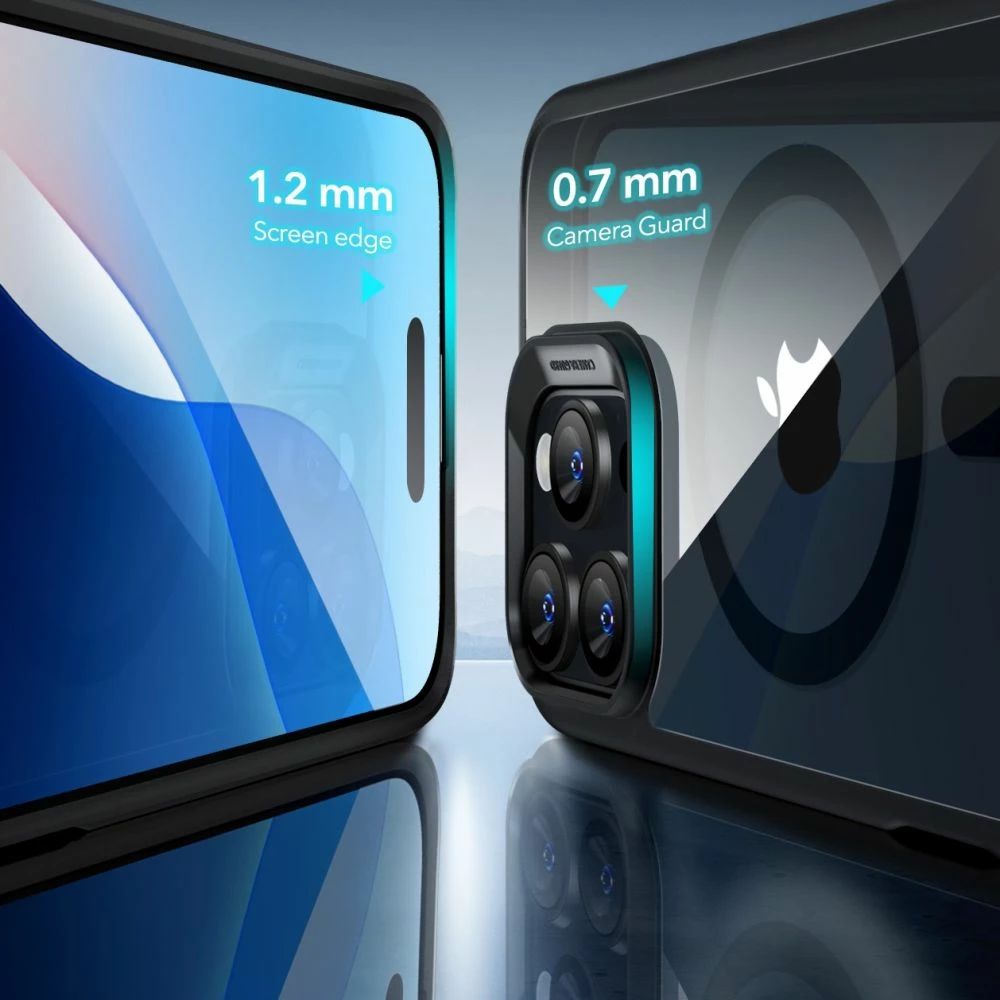 Mbështjellës ESR Classic Hybrid HaloLock me MagSafe + xham i temperuar për iPhone 16 Pro Max, Transparent me kornizë të zezë