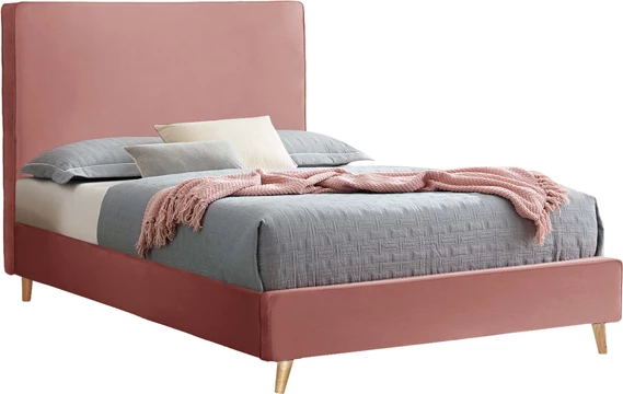 Krevat MAYLIN FH598.02 me kadife rozë të zbehtë për dyshek 120x200 cm