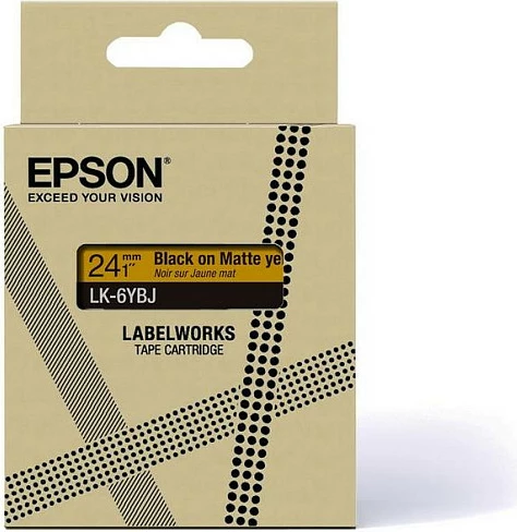 Kasetë shirit etikete Epson C53S672076 (LK-6YBJ), 24 mm, e verdhë matte me shkrim të zi