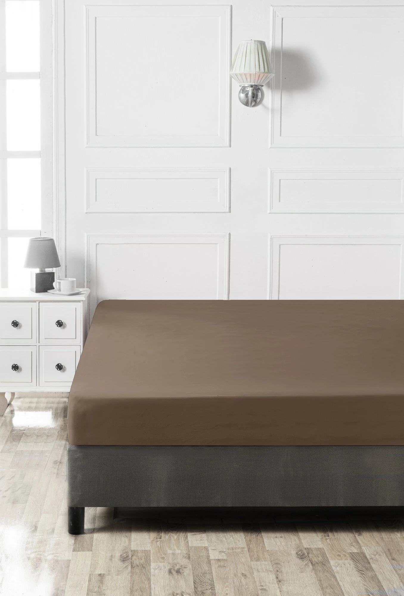 Çarçaf fitted Ranforce king, ngjyrë kafe, L'essentiel