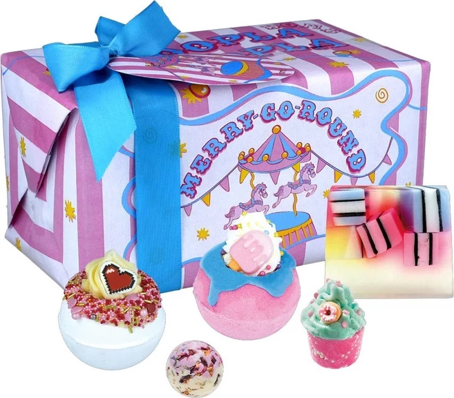 Set dhuratë për banjo Bomb Cosmetics Cotton Candy Dreams për femra, 5 copë