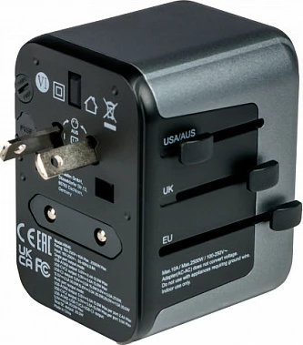 Adapter universal udhëtimi Verbatim UTA-03, 2x USB-A, 3x USB-C, 2500W, i zi
