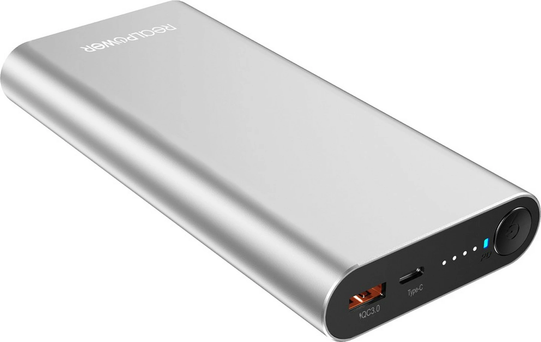 Powerbank RealPower PB-20000PD Pro, 20000 mAh, 100 W PD/QC 3.0, ngjyrë alumini