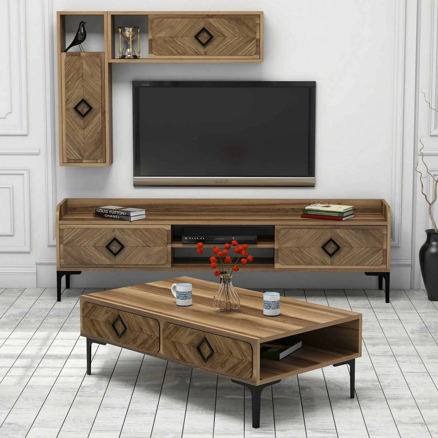 Set mobiljesh për dhomë dite Skye Decor, Samba, ngjyrë arre