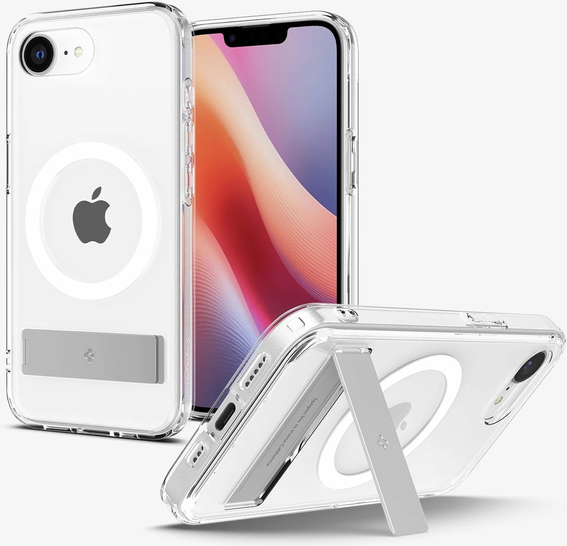 Mbështjellës Spigen Ultra Hybrid S MagSafe ACS09148 për iPhone 16e me kickstand, transparent