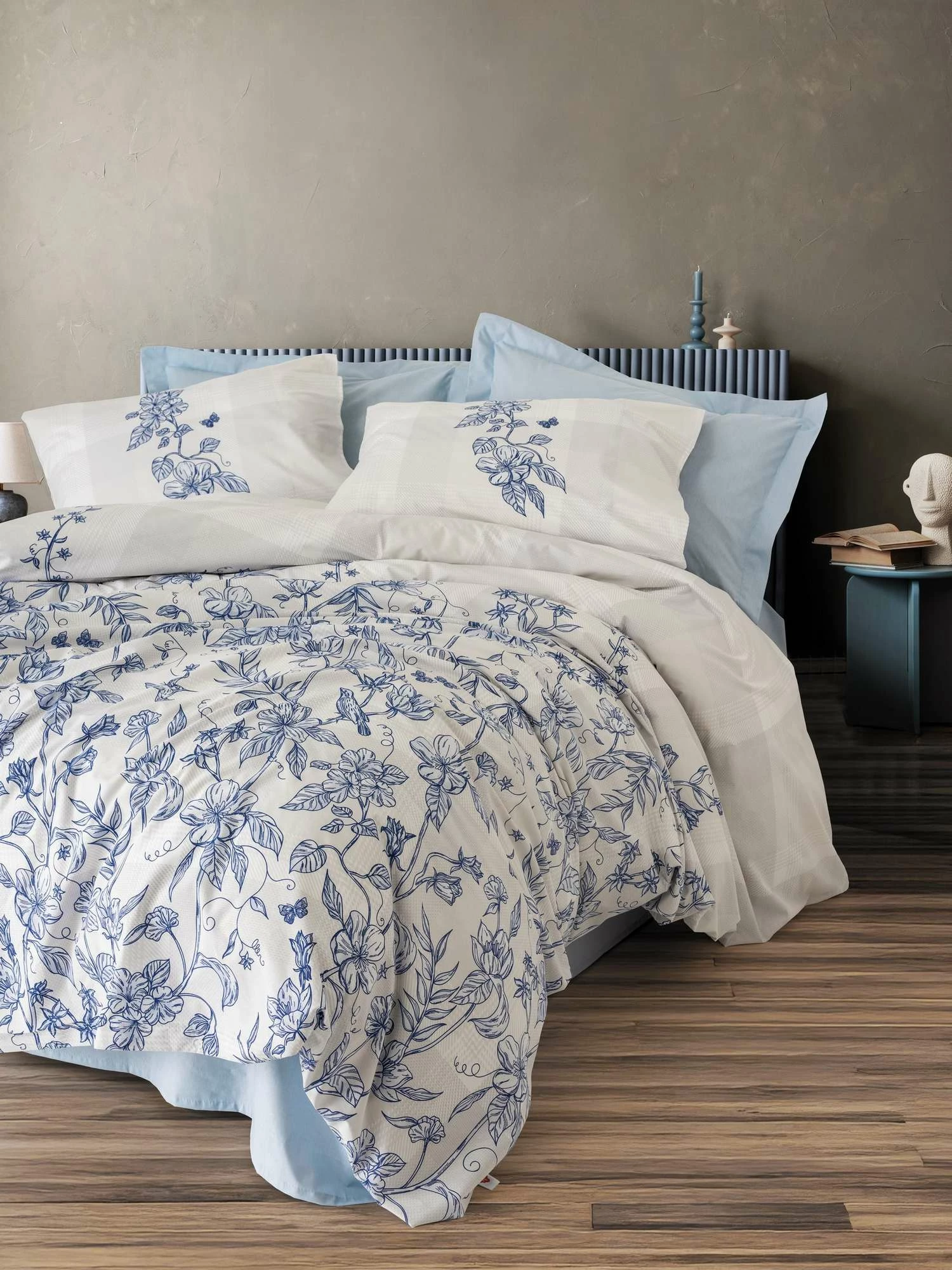 Set mbulesë për jorgan Super King, Linora, ngjyrë kaltër, L'Essentiel Linge de Maison