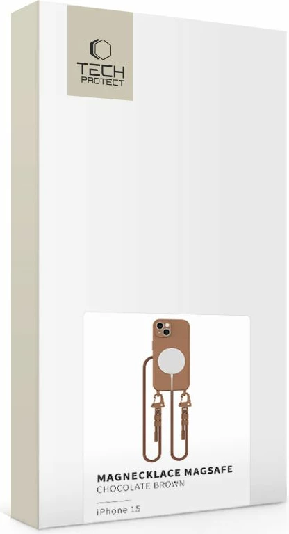 Mbështjellës Tech-Protect MagNecklace për iPhone 14/14 Plus, me MagSafe, Kafe, me litar