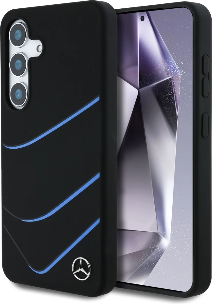 Mbështjellës Mercedes Silicone Contrasted Curves MagSafe për Samsung Galaxy S25, i zi