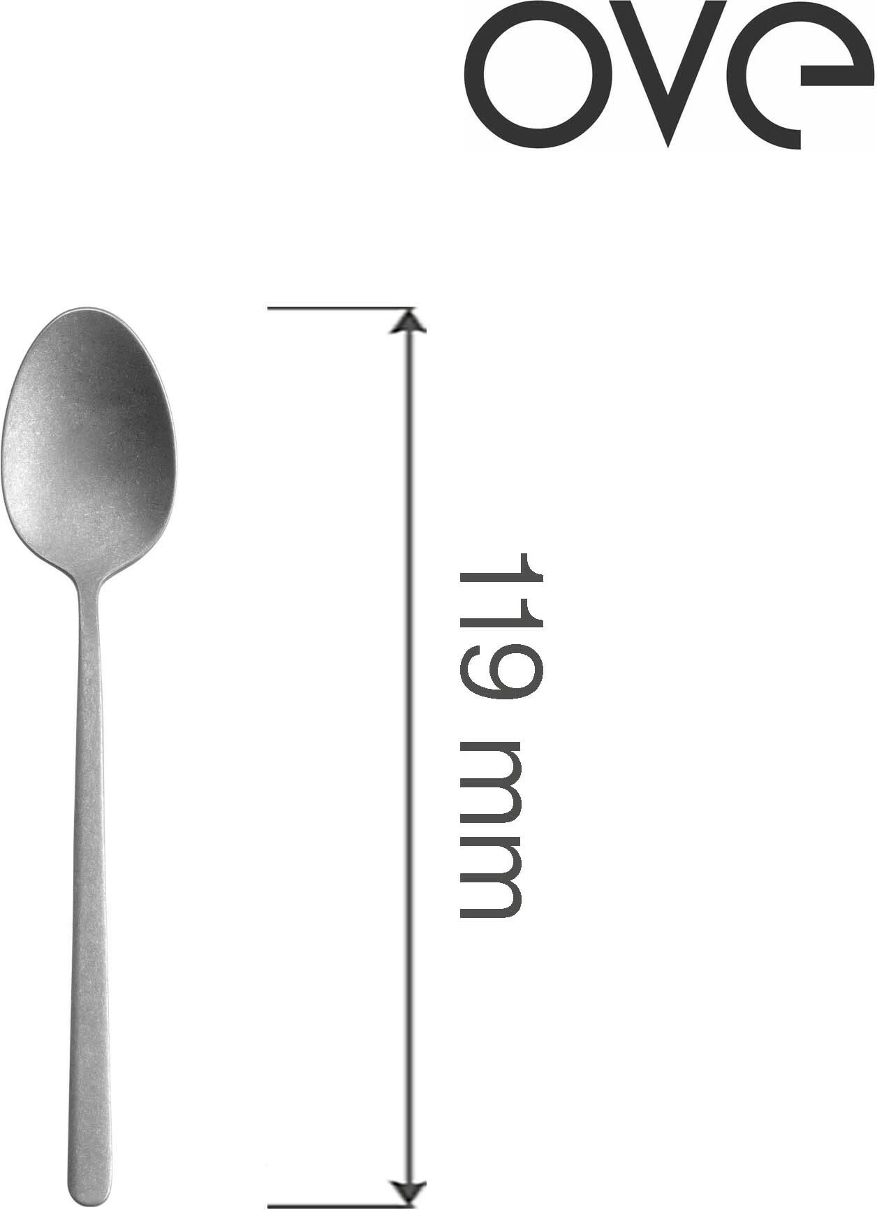 Lugë kafeje OVE Amarone Vintage 119 mm, inox 18/10, set 12 copë, argjend matte