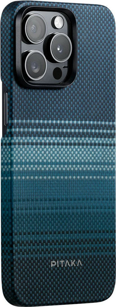 Mbështjellës Pitaka MagEZ Case 5 Moonrise për iPhone 15 Pro Max, MagSafe, aramid fiber, 0.69 mm, blu