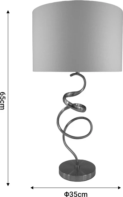 Llambë tavoline Valou Inart E27, argjend alumini, pëlhurë e bardhë, D35x65cm
