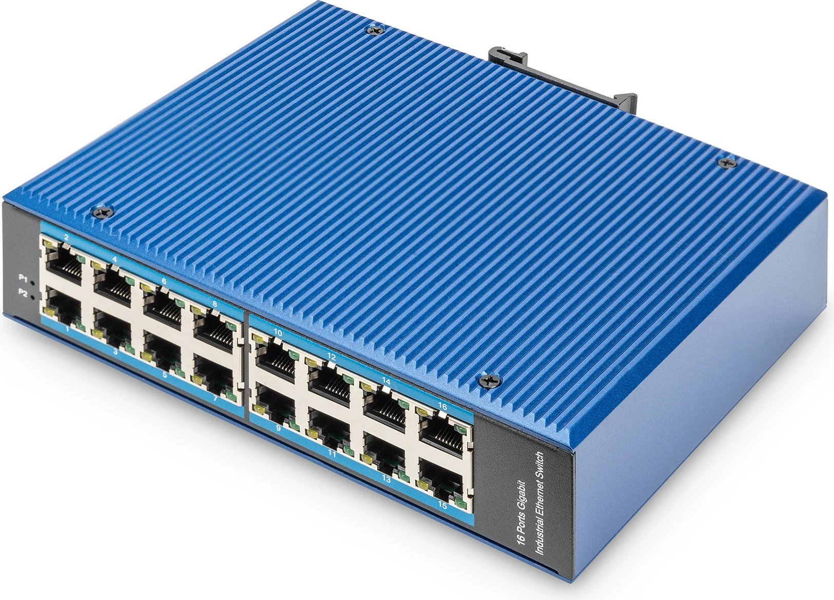 Switch Digitus Industrial 16-Port Gigabit Ethernet, DIN Rail, Fanless, IP40, kaltër