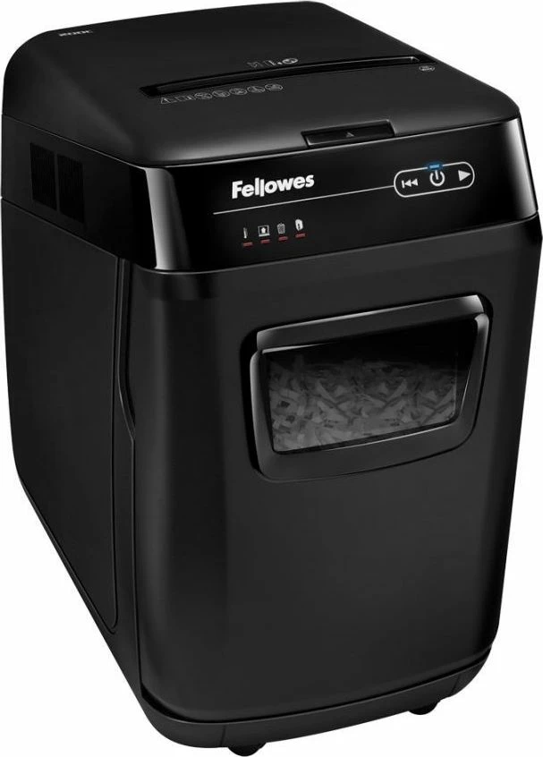 Grirës dokumentesh Fellowes AutoMax 200C, P-4, auto-furnizim 200 fletë, kosh 32 L, prerje 4x38 mm, i zi