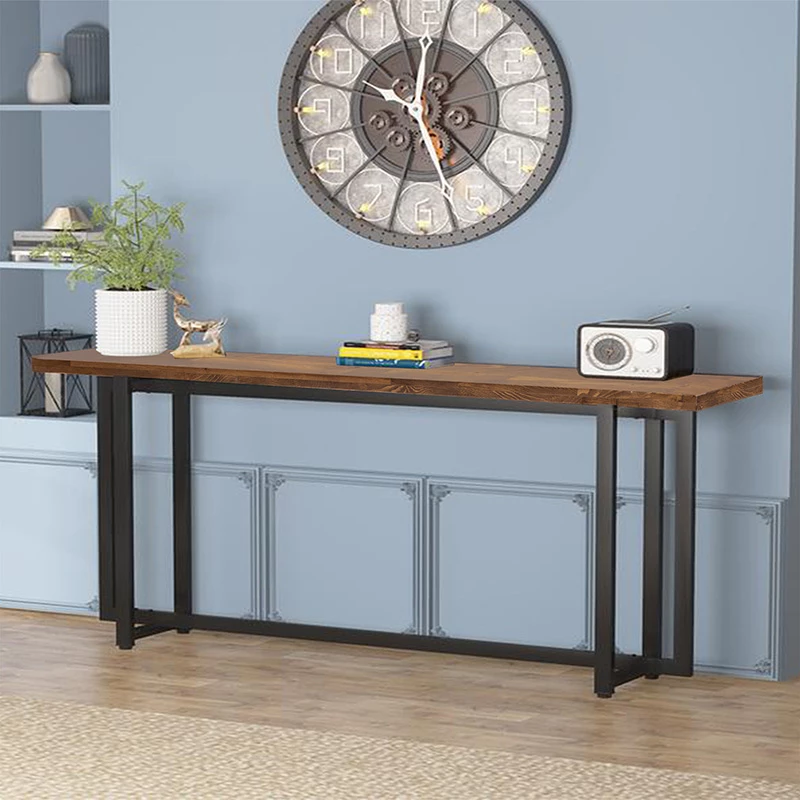 Konsolë Dice dru pishe i fortë, ngjyrë arre e zezë, 150x30x90cm