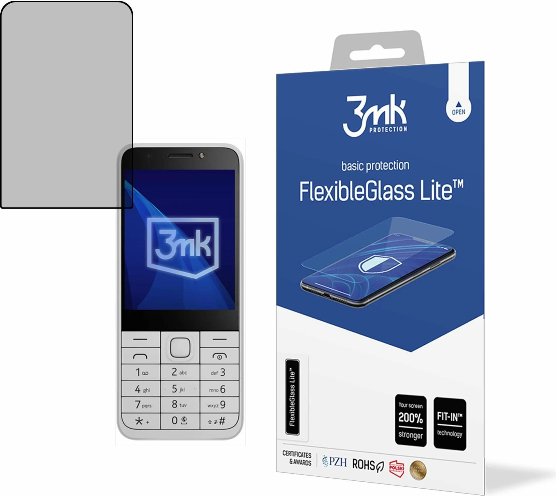 Xham mbrojtës hibrid 3MK FlexibleGlass Lite për Nokia 230 Dual SIM (2024), 0.16 mm, 6H, 1 copë