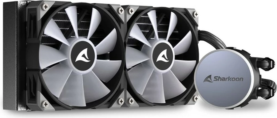 Ftohës uji all-in-one Sharkoon S70 RGB, 2x12cm, për procesor, i zi