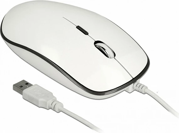 Maus DeLOCK 12532, me kabllo USB-A/adapter USB-C, optik 3200 DPI, ambidekster, i bardhë