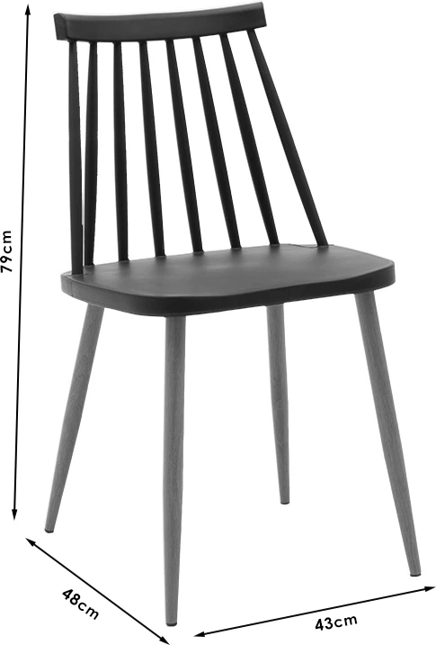 Set tavoline me karrige Aurora-Natali, 5 pjesë, MDF-PP, ngjyrë natyrale e zezë, 80x80x76cm