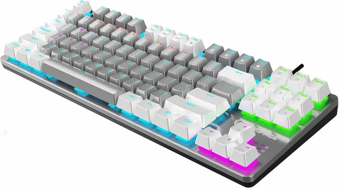 Tastierë mekanike Rampage Snug RGB, KRGD Red Switch, 80%, anglisht, e bardhë-gri