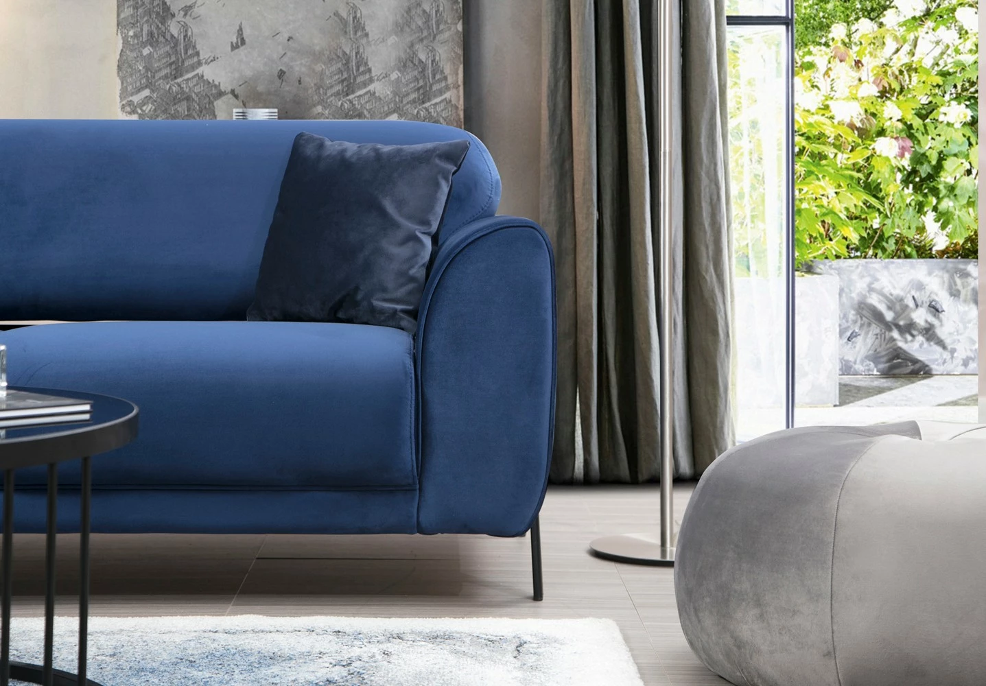 Kënd divan-krevat Atelier del Sofa, kënd majtas, ngjyrë blu e errët (Chl-3R)