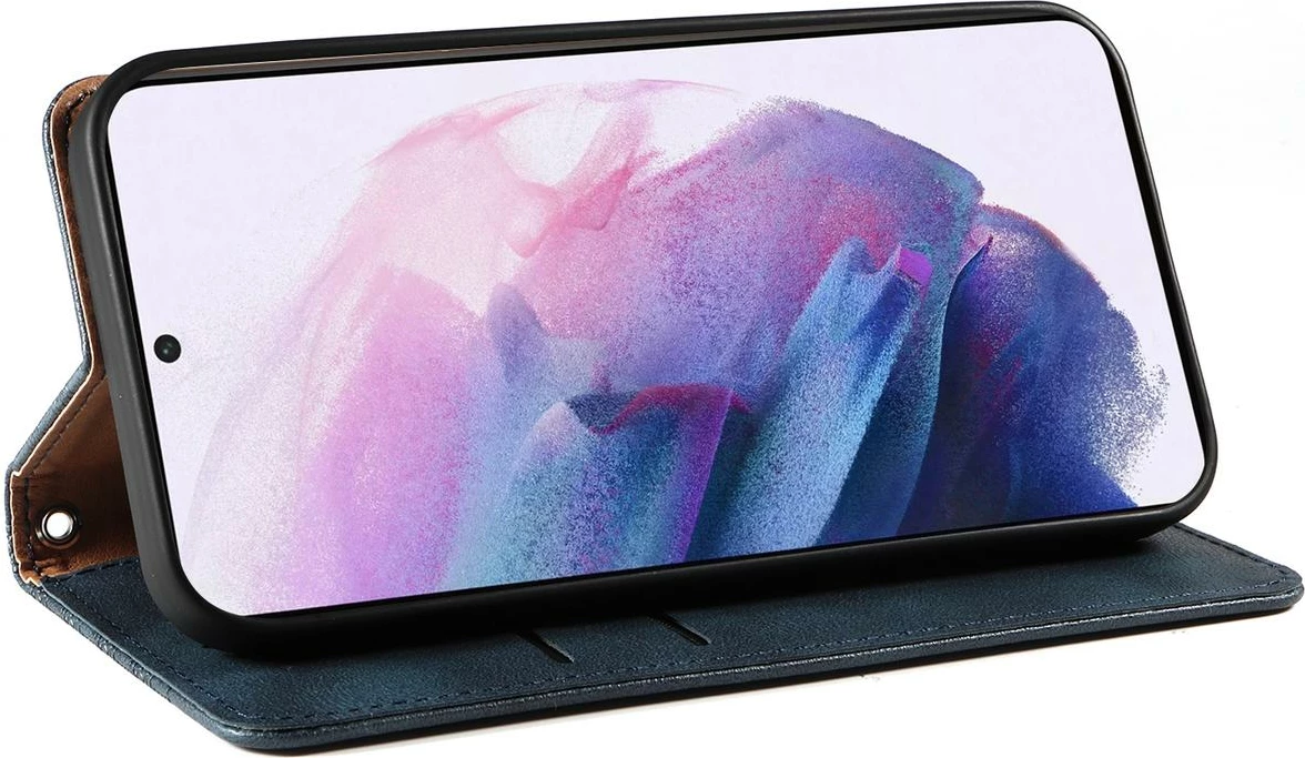 Mbështjellës Hurtel Magnet Strap Case për Samsung Galaxy S22+, me portofol dhe litar dore, Blu