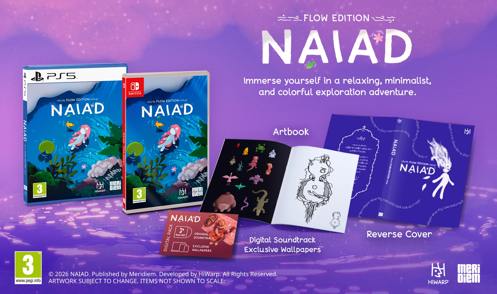 Lojë Nintendo Switch Meridiem Publishing Naiad: Flow Edition, PEGI 3, paketë me art book + soundtrack digjital
