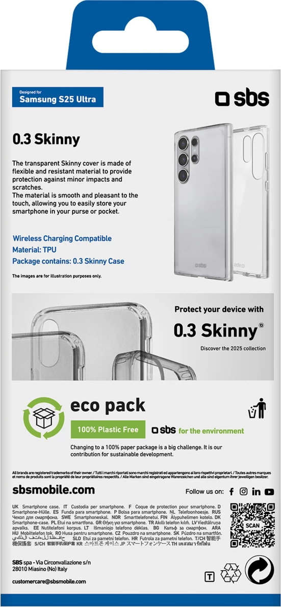 Mbështjellës SBS Skinny Cover për Samsung Galaxy S25 Ultra, transparent
