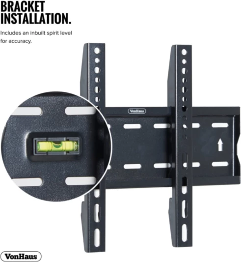 Mbajtëse fikse muri për TV VONHAUS 05/022, 15-42\", deri 40 kg, VESA 50x50-300x200, 27 mm, e zezë, me set vida