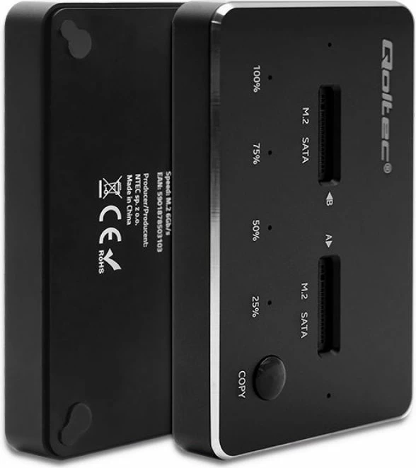 Doking stacion për SSD M.2 SATA Qoltec, 2x porta, e zezë