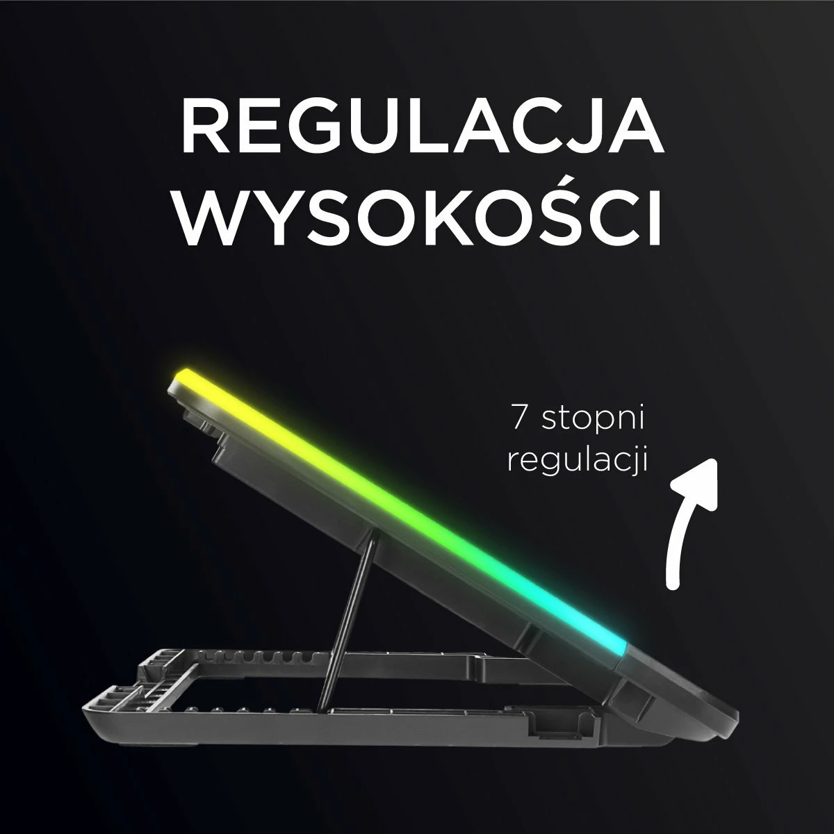 Stendë ftohëse laptopi Rampage Sixpower R9 15.6\", RGB, e rregullueshme, 2x USB 2.0, e zezë