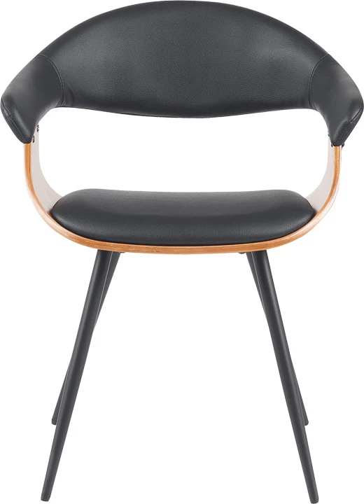 Karrige Austen, lëkurë artificiale e zezë, dru arre, metal i zi, 58x55x77cm