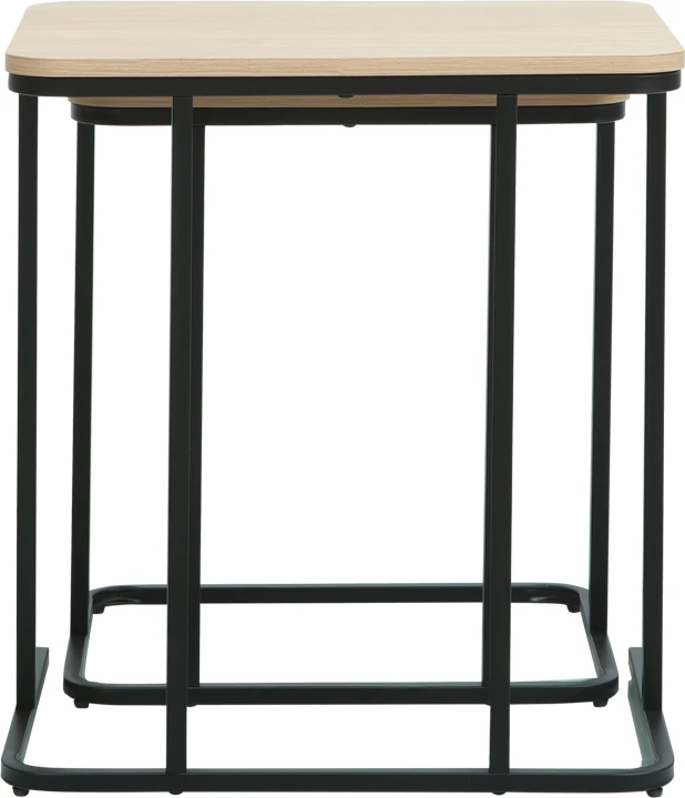 Tavolina anësore Dunest, ngjyrë natyrale, këmbë metalike të zeza, 54x40x60cm