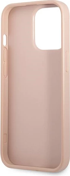 Mbështjellës Guess Saffiano Triangle për iPhone 13 Pro / 13, hardcase, rozë, me hapësirë kartelash