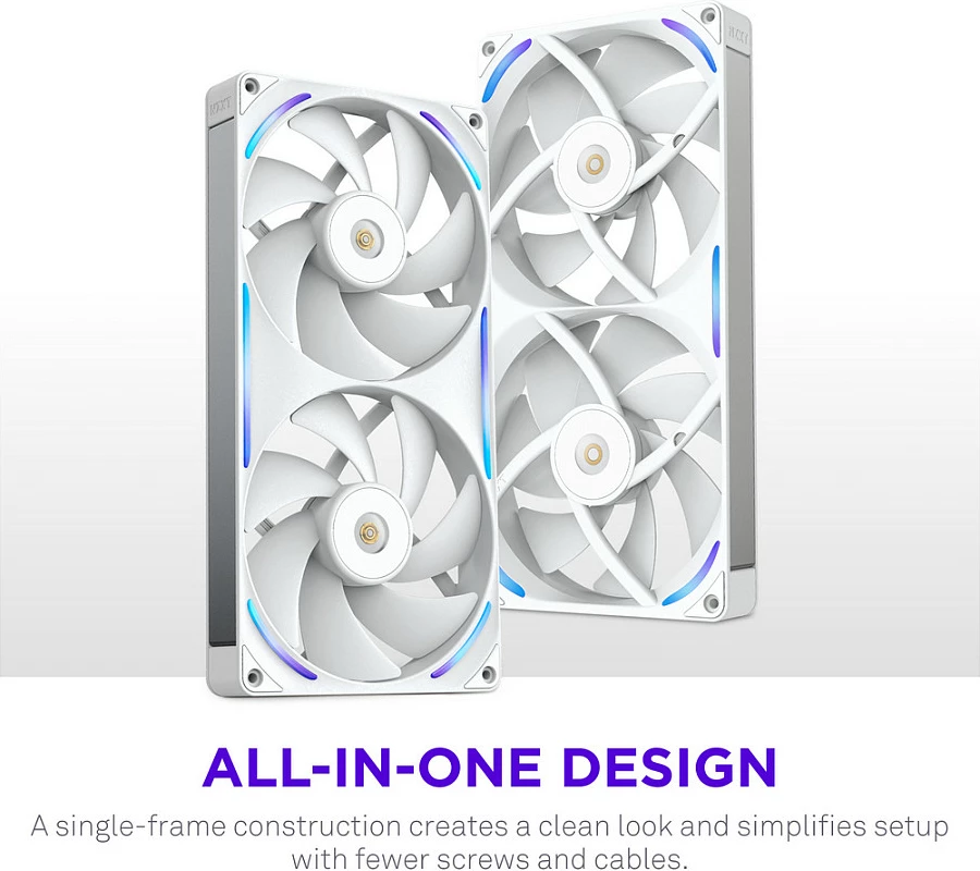 Ventilator për kasë NZXT F280X, 2x140mm PWM RGB, i bardhë