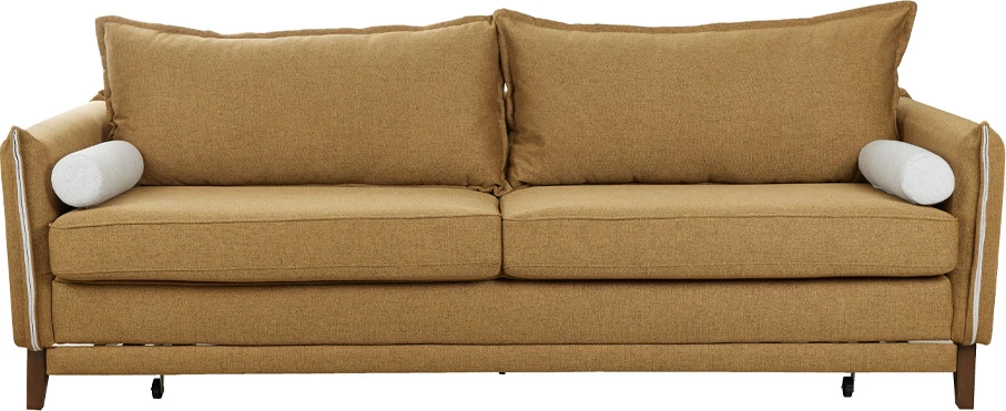 Krevat-sofë trefësh, ngjyrë camel/bezhë, 230x81x88