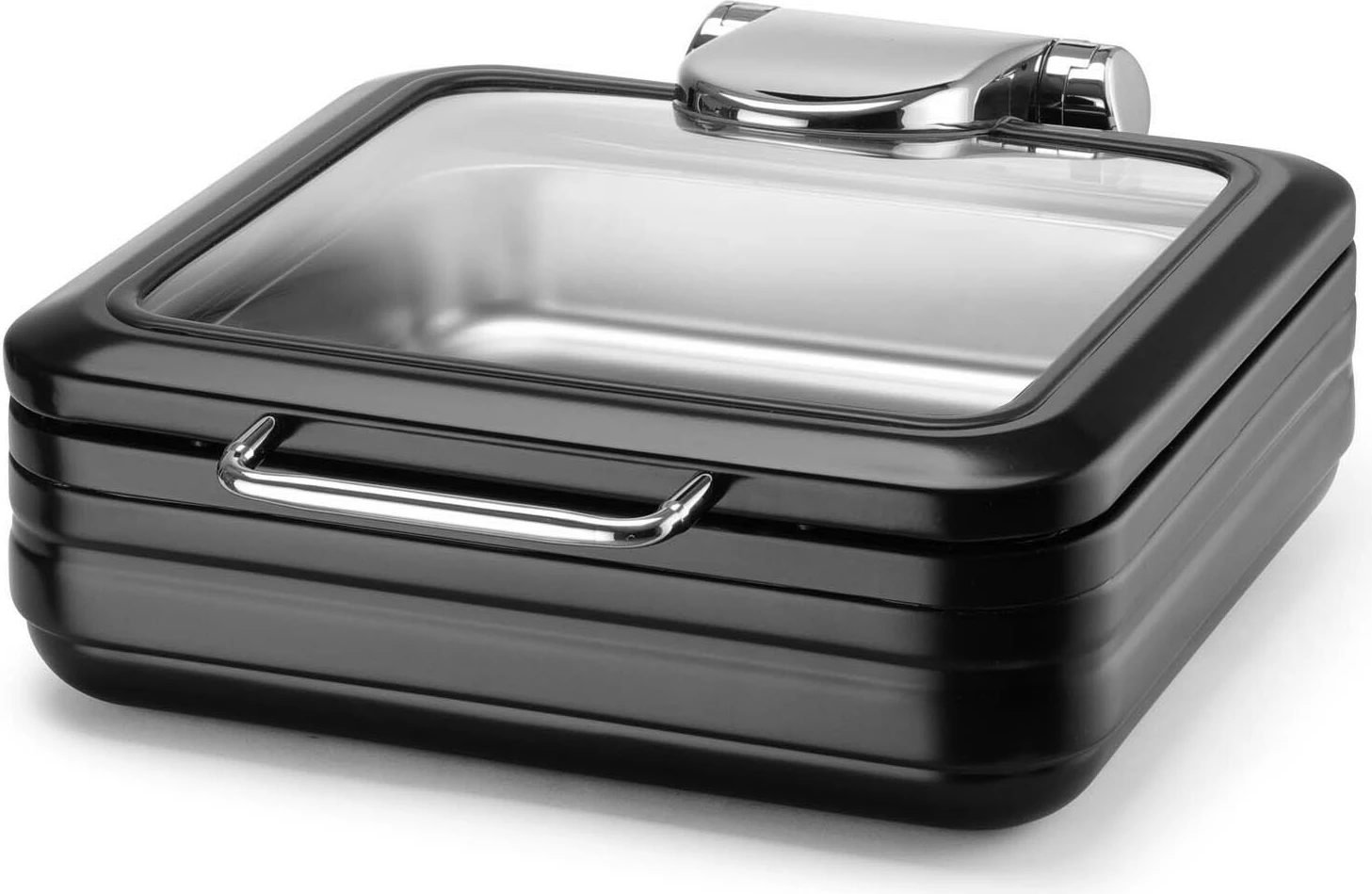 Chafing dish induksion, Fine Dine De Luxe GN 2/3, çelik inox, kapak xhami, e zezë