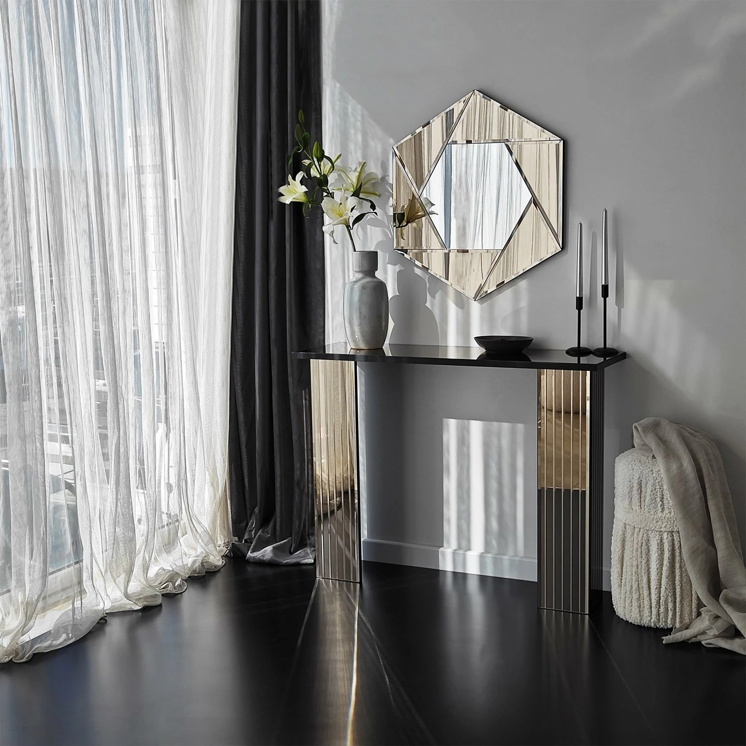 Komodë Hanah Home, 3 sirtarë, ngjyrë bronzi