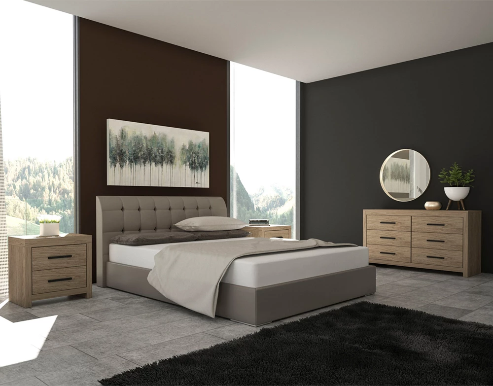 Komodë DODO, ngjyrë lisi e errët, 132x45x75