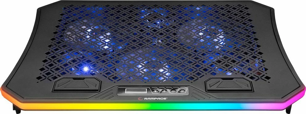 Pllakë ftohëse për laptop Rampage Metafor për 10-19", 6 ventilatorë, RGB, 2x USB 2.0, e zezë